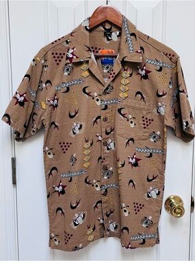 Men's Short-Sleeve Bowling Print Camp Shirt - Tan